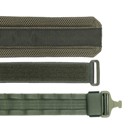 Žalias paminkštintas taktinis diržas su MOLLE sistema ir greito atsegimo sagtimi tarnybai bei bushcraft  Siaurukas Mod. 1.4 Matuza-Tactical | TaktikaPro