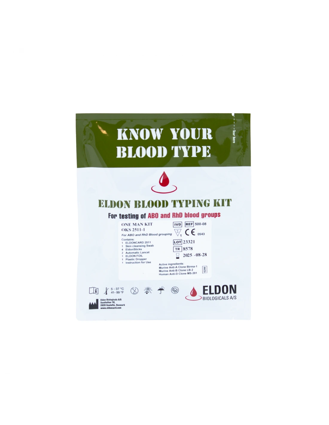 EldonCard kraujo grupės nustatymo rinkinys